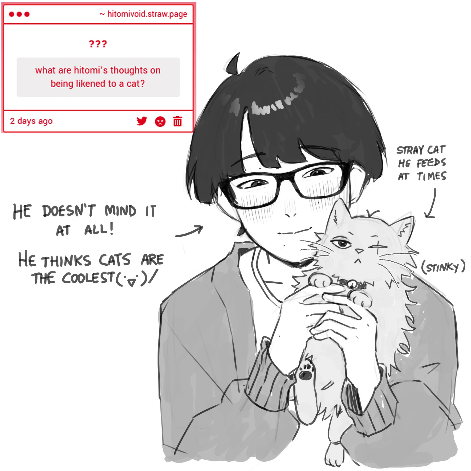 What are his thoughts on being likened to a cat?